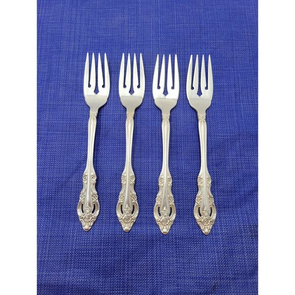Oneida Community SILVER ARTISTRY Set 4 Salad Fork Silverplate Flatware VTG - Picture 1 of 6